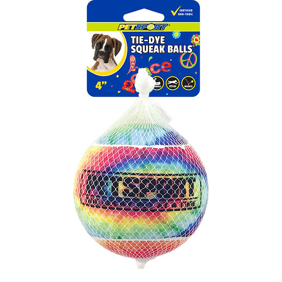 Petsport 70355 Tie Dye Squeak Ball 4" 1-Pack Dog Toys