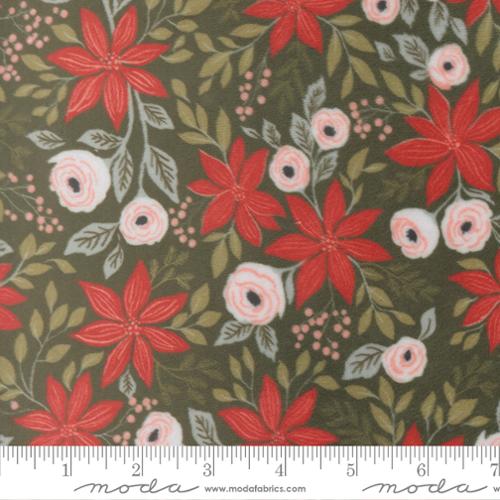 Poinsettia Party Florals Wintergreen- Christmas Eve Cuddle