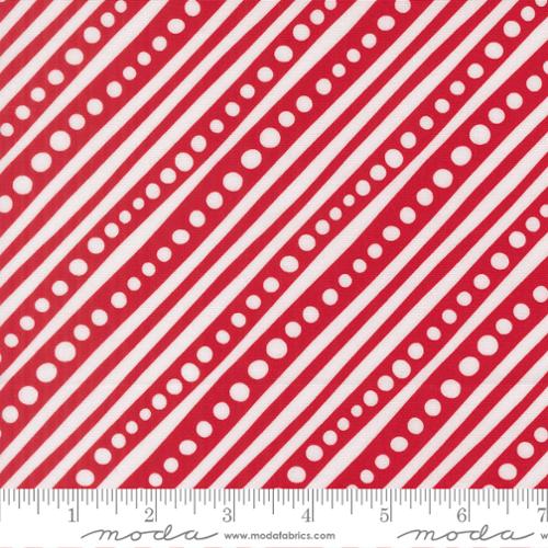 Poinsettia Red Dotted Bias Stripe- Snow Time