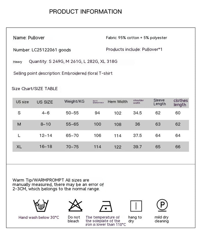 Pullover Long Sleeve European And American Fashion Flower Embroidered Sweater