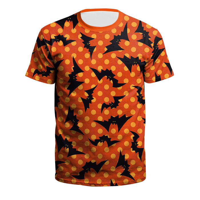 Pumpkin Skeleton Round Neck Short Sleeve T-Shirt
