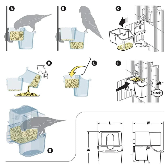 Instructions for recupera spill-proof parrot feeder