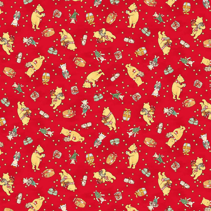 Red Bear and Bundles- Christmas at Pooh Corner Minky