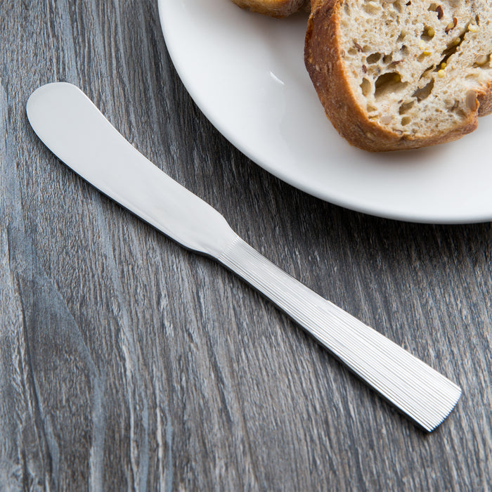 Reed & Barton RB126-053 Silver Birch 6" 18/10 Stainless Steel Extra Heavy Weight Butter Knife / Spreader - 12/Pack
