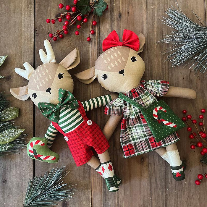 Reindeer Stuffies Panel- Holiday Cheer