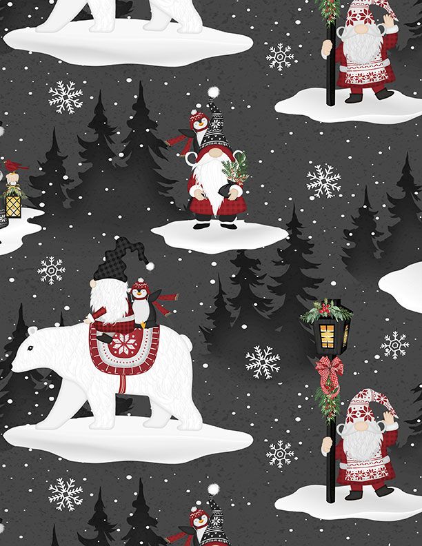 Scenic Gnomes Black- Snowy Gnomes