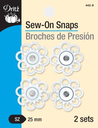 Sew On Snaps White Flower
