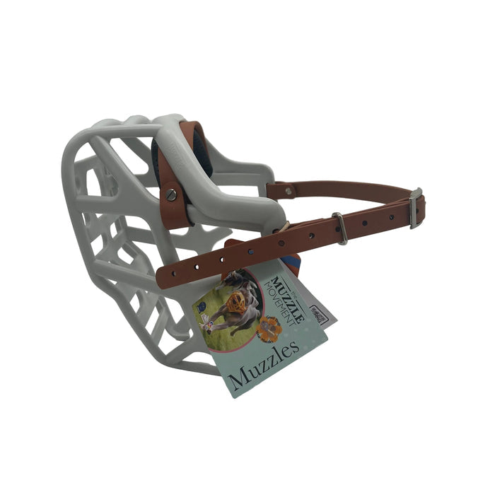 Mitzy - Grey with Light Brown biothane & foam noseband (Nickle)