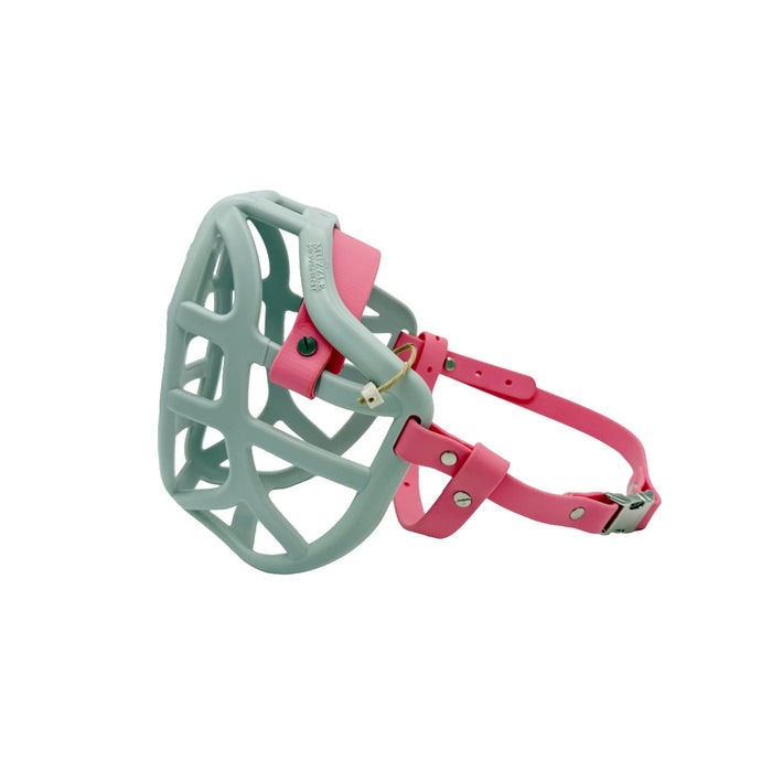 Pippa - Grey with Pastel Pink biothane & foam noseband (Quick Release)