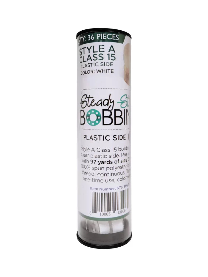 Steady Stitch Prewound Bobbins White Class 15  60S/2