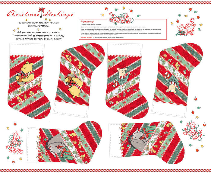 Stocking Panel- Christmas at Pooh Corner
