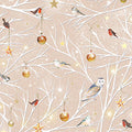 Taupe Birds/Ornaments on a Branch- Woodland Wonder Flannel