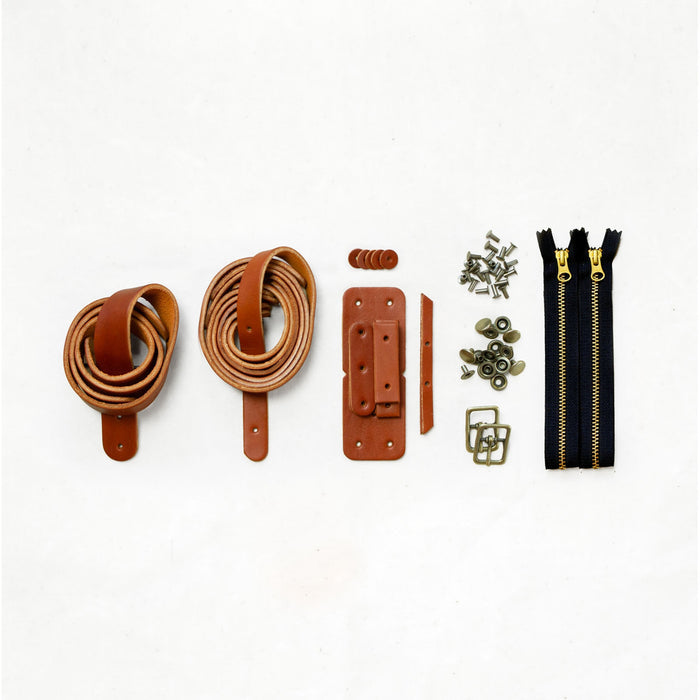 The Slabtown Back Pack Hardware Kit- Chestnut Leather/Antique Brass
