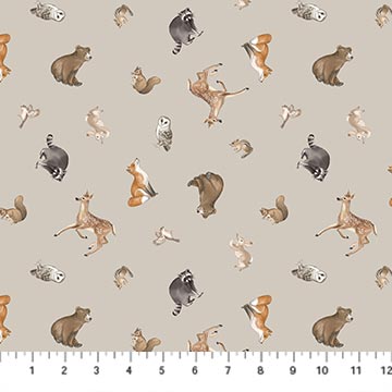Tossed Animals Medium Gray- Tanglewood