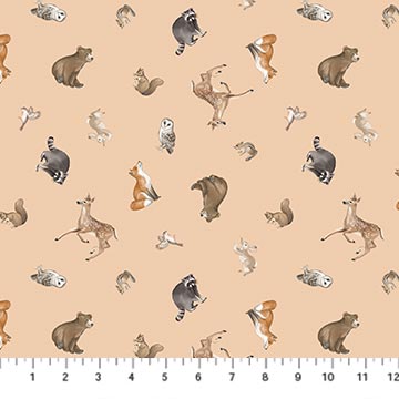 Tossed Animals Peach Multi- Tanglewood