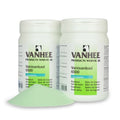 Two containers of VANISANBAD 6500 BATH SALTS with green labeling, indicating they are used for bathing pigeons.
