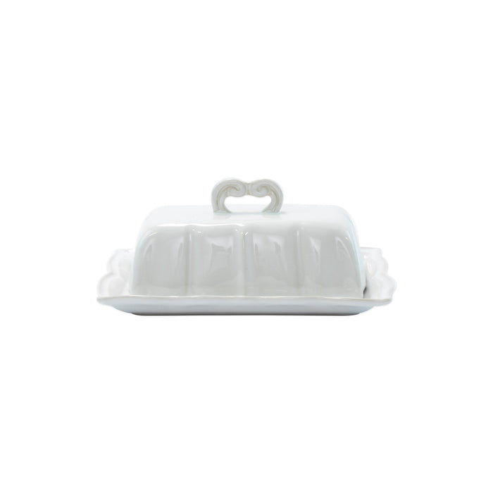 Vietri Incanto Stone White Baroque Butter Dish Dinnerware Vietri