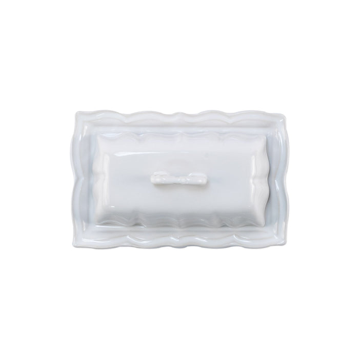 Vietri Incanto Stone White Baroque Butter Dish Dinnerware Vietri