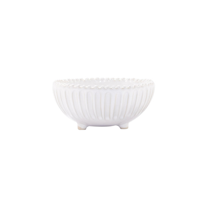 Vietri Incanto Stone White Stripe Footed Bowl Dinnerware Vietri