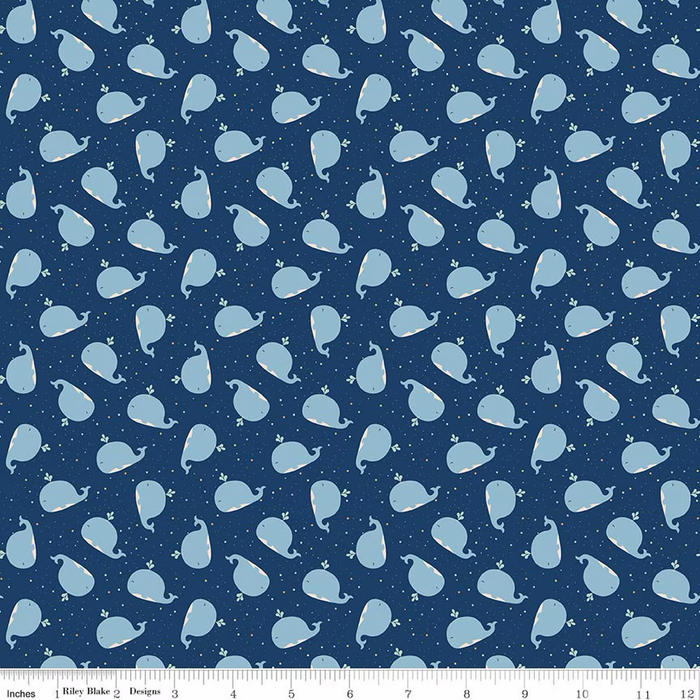 Whales Navy Flannel- I Love You to the Moon
