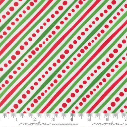 White Dotted Bias Stripes- Snow Time