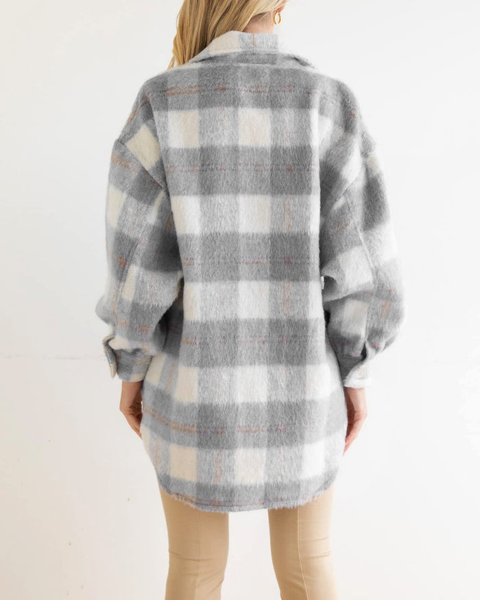 Women's Fashion Plaid Coarse Wool Shirt