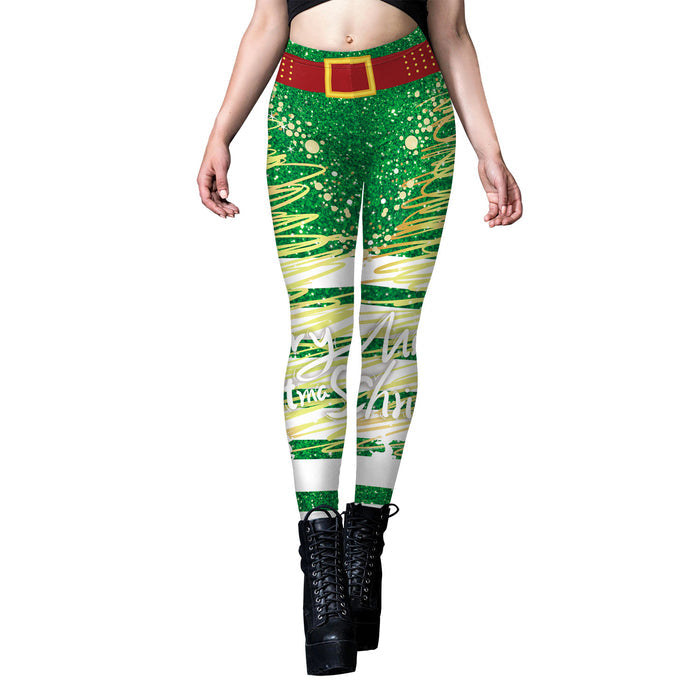 Women's Sequined Printed Striped Tight Yoga Leggings