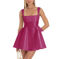 Women's Solid Color Bow Lace-up Dress