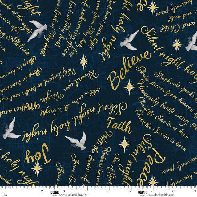 Words Texture Navy- Silent Night