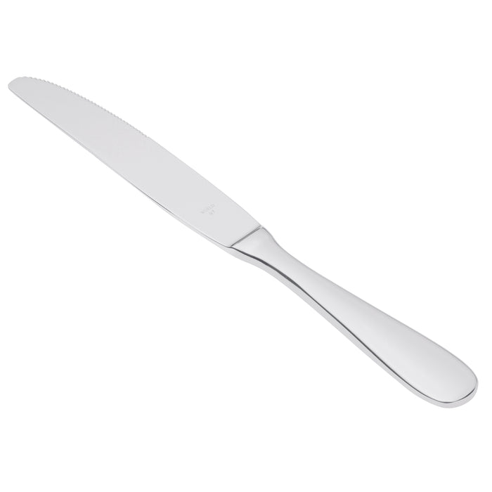 World Tableware 213 5503 Baguette 9 3/4" 18/0 Stainless Steel Heavy Weight Serrated Solid Handle Dinner Knife - 12/Pack