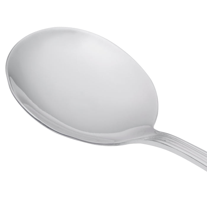 World Tableware 256 016 Cortland 5 7/8" 18/0 Stainless Steel Heavy Weight Bouillon Spoon - 12/Pack