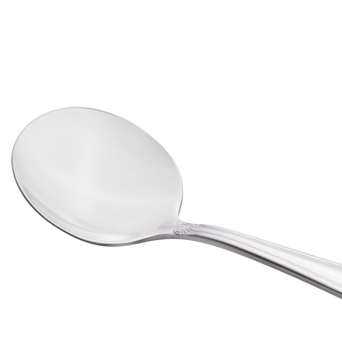 World Tableware 901 016 Lady Astor 7 3/8" 18/0 Stainless Steel Heavy Weight Bouillon Spoon - 12/Pack