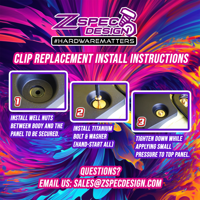 ZSPEC Clip-Replacement Fastener Solution, M3 x 20mm w/ Well Nut, Per Each - ZSPEC Design LLC - Hardware Fasteners - 350z, body hardware, clip replacement, Fastener Kit, nissan, nissanz, titanium, z33 - zspecdesign.com