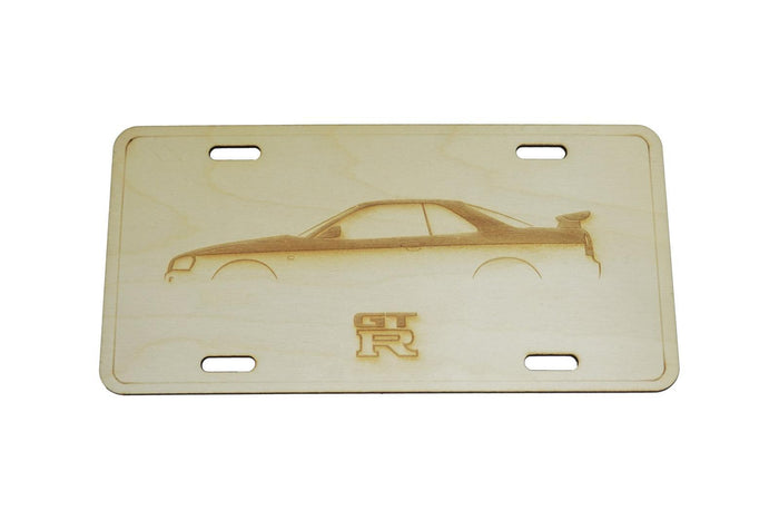 ZSPEC Nissan GTR R34 Cut-Away License Plate, Birch, Ornamental - ZSPEC Design LLC - Holiday Ornaments - garage art, GTR, license, lifestyle, nissan, ornament, shsc, skyline - zspecdesign.com